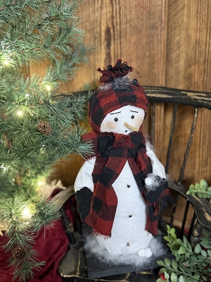 Handmade Primitive Snowman in Black & Red Buffalo Check By Deb 14